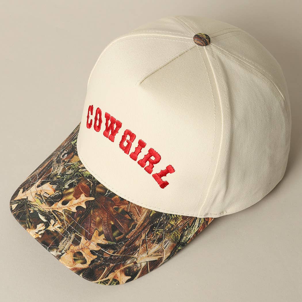 COWGIRL Lettering Embroidery Camo Cap