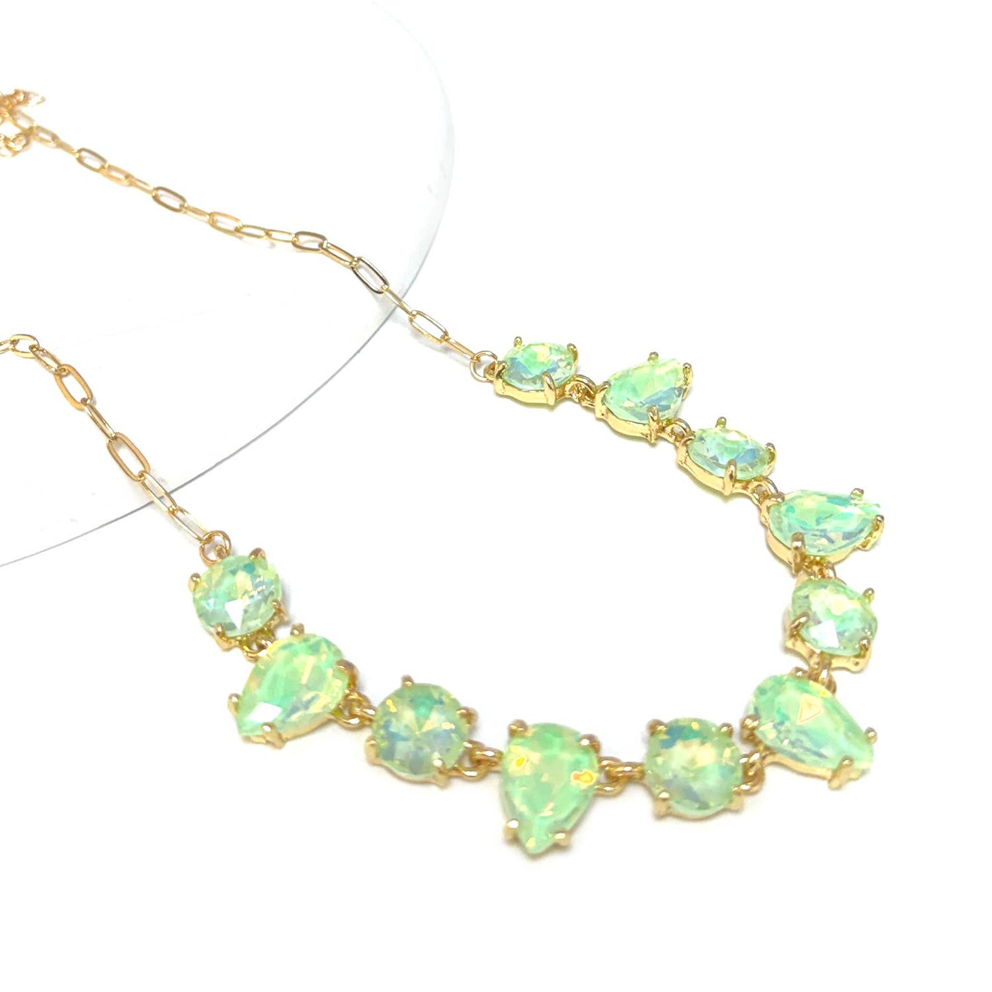 Round & Teardrop Mix Glass Beads Station Necklace