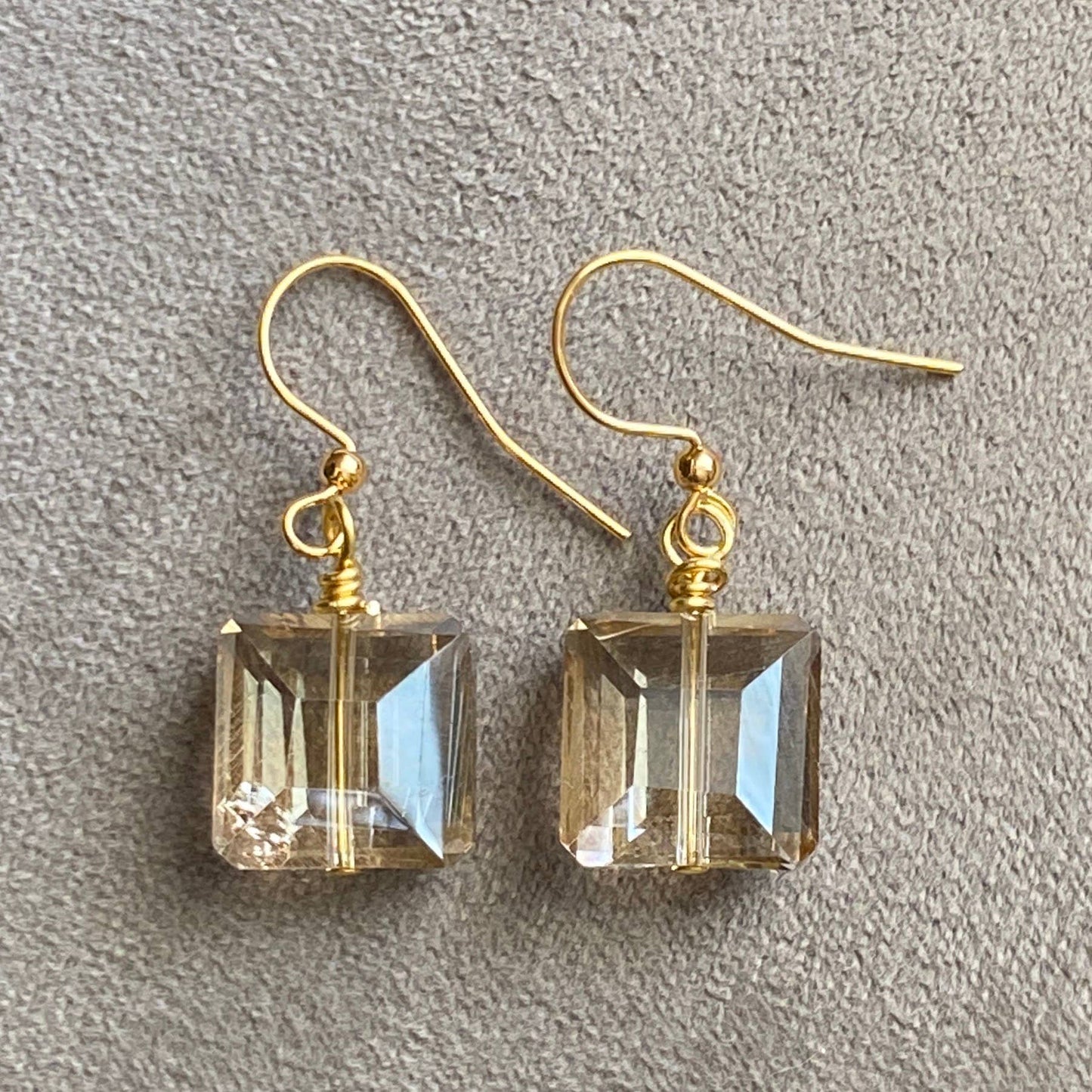 Crystal Earrings Gold Champagne Silver Elegant