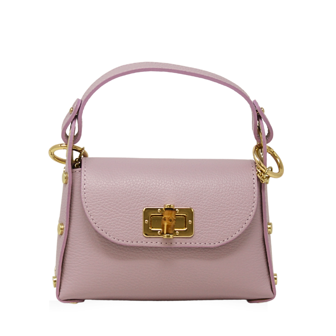 GF1075 GENUINE ITALIAN LEATHER  BAMBOO CLASP, CROSSBODY BAG