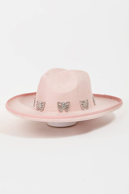 Pave Butterflies Fedora Hat