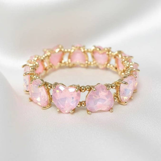 Love Heart Glass Crystal Stretch Bracelet