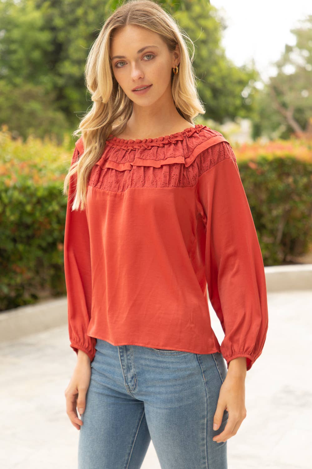 Eyelet Detailed Long Sleeve