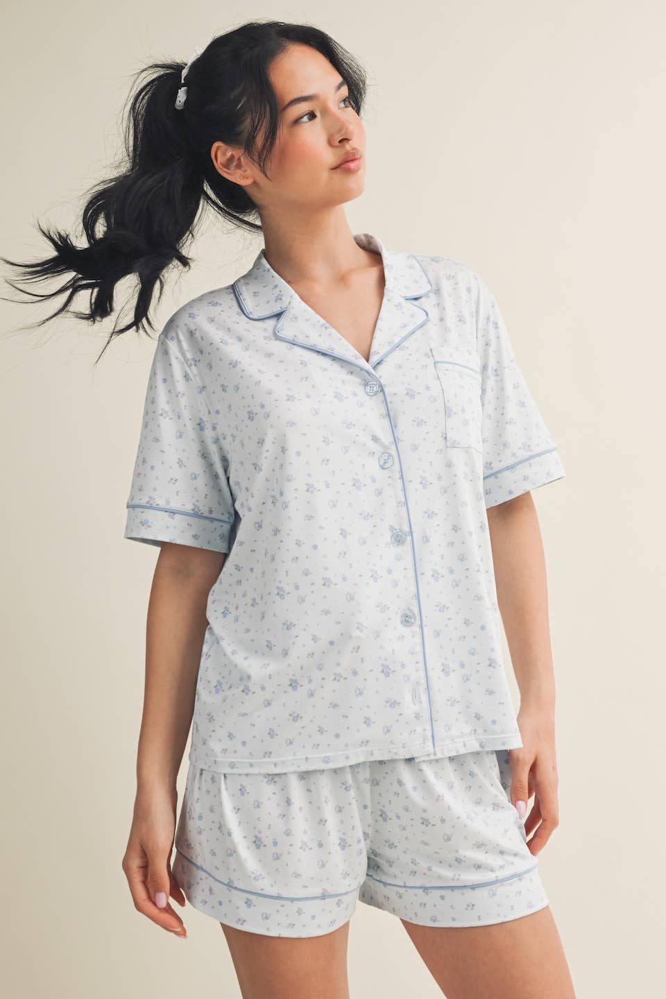 Pink Ditsy Print Pajama Set