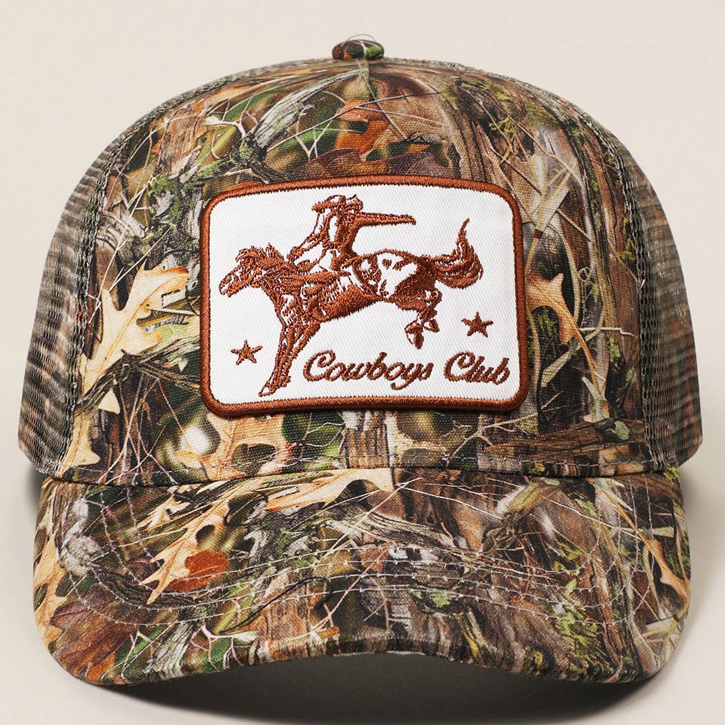 Cowboy and Horse Embroidery Patch Mesh Cap
