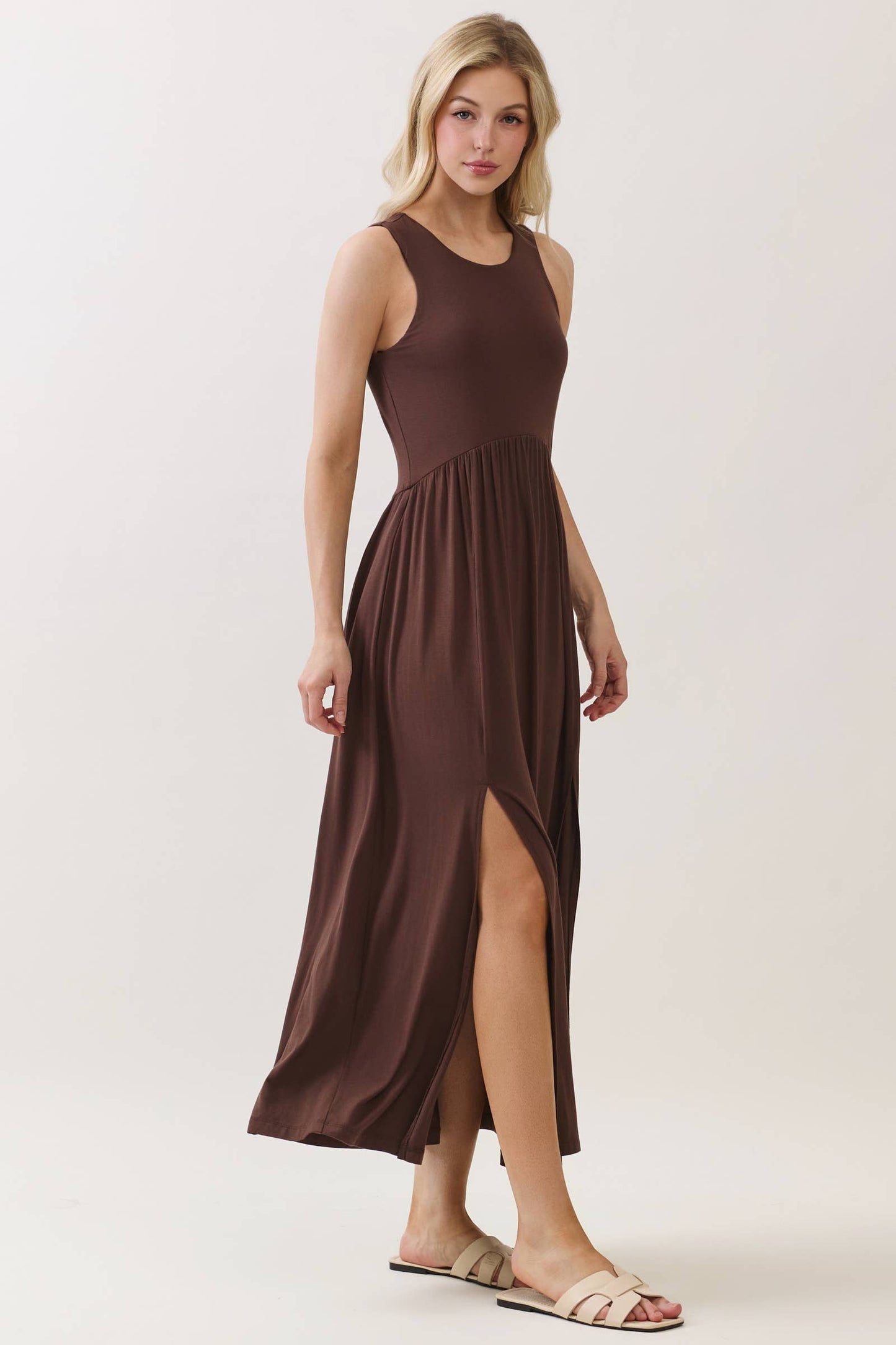 Black Midi Dress with Front Slits
