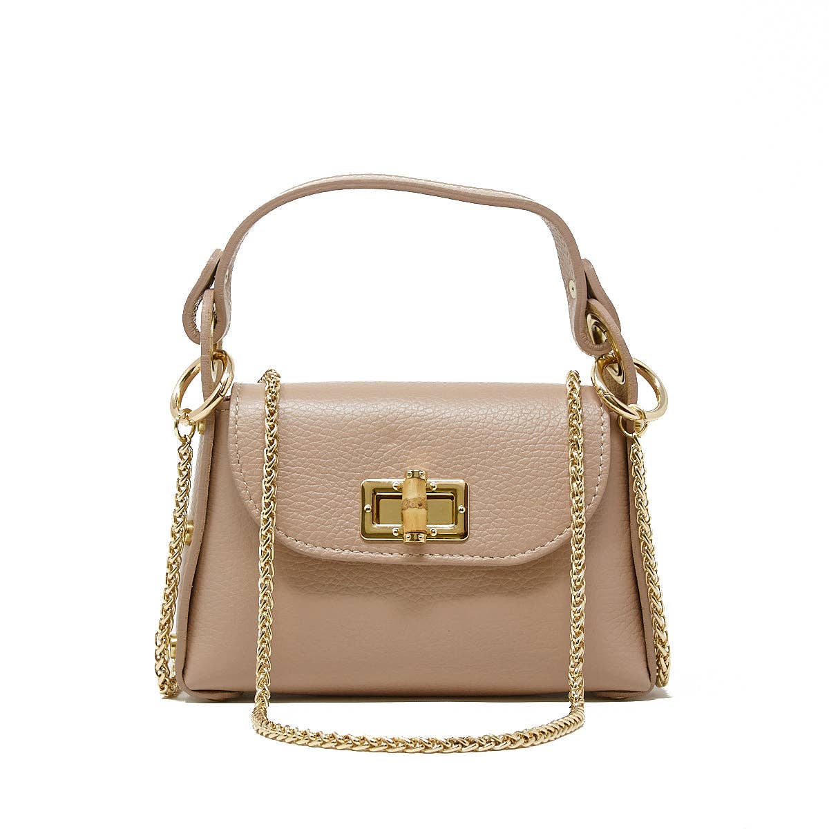 GF1075 GENUINE ITALIAN LEATHER  BAMBOO CLASP, CROSSBODY BAG