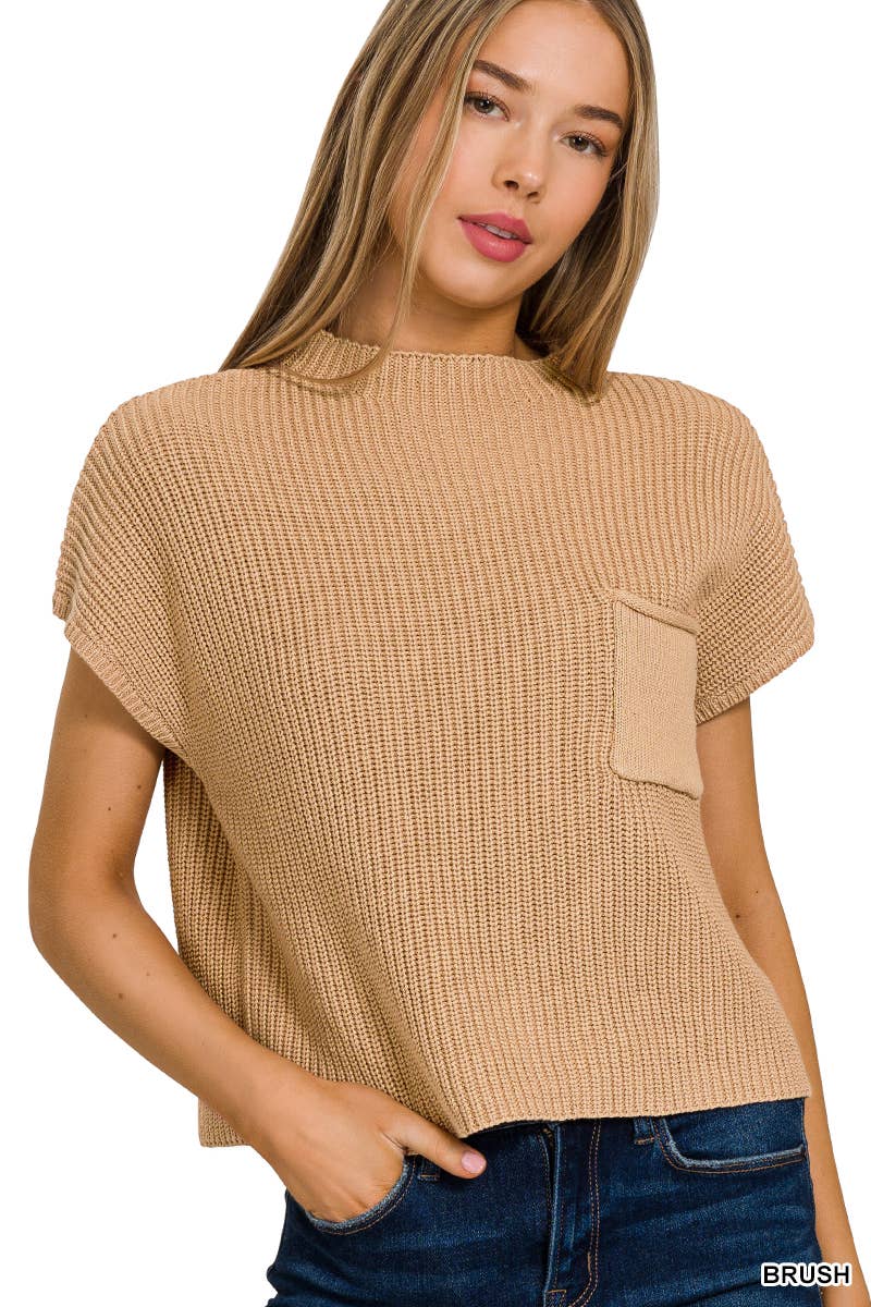 Pnk  Short Sleeve Crop Sweater