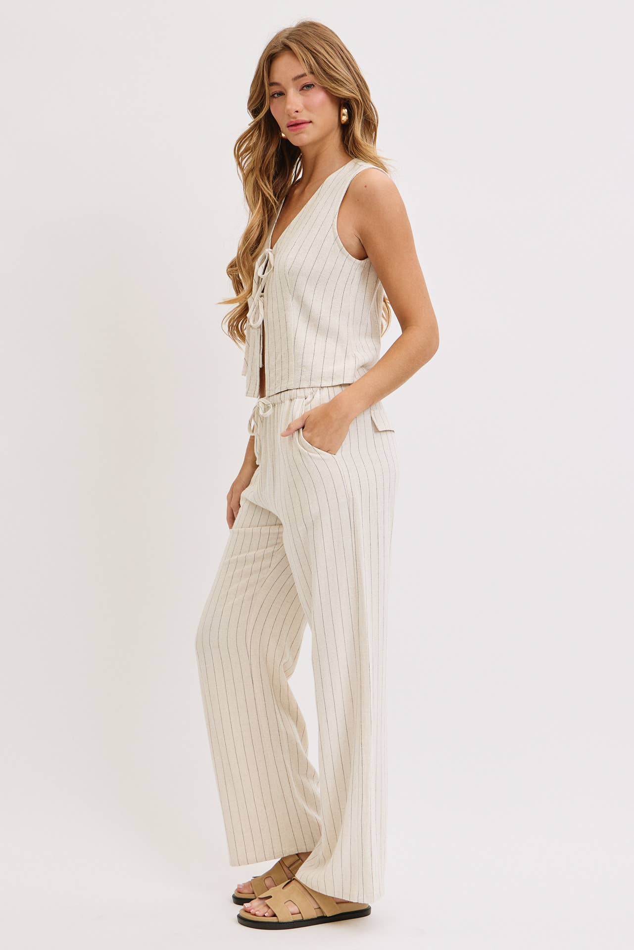 Front Tie Linen Top