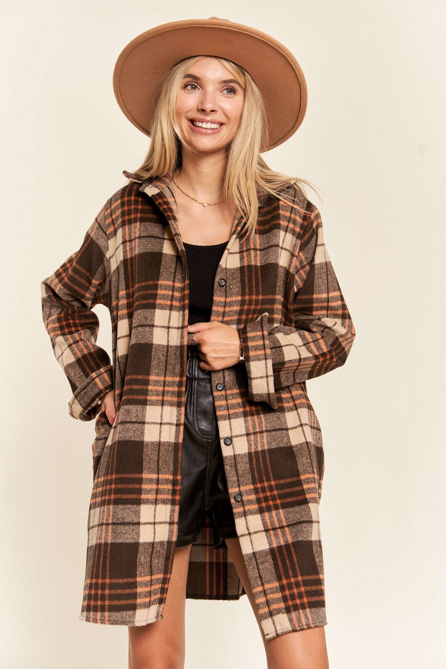 BUTTON DOWN FLANNEL SHACKET