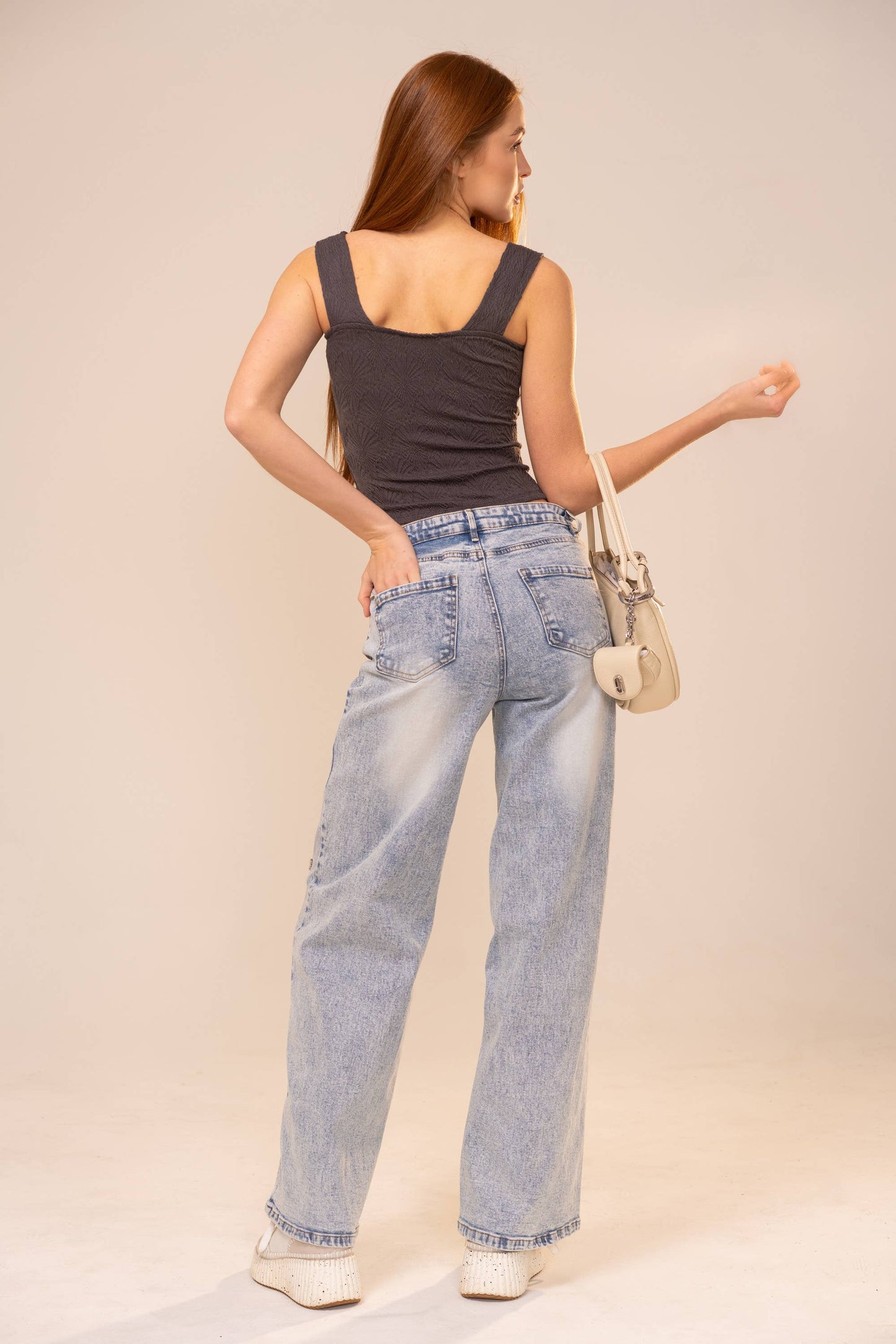Charcoal Knit Square Neck Crop Top