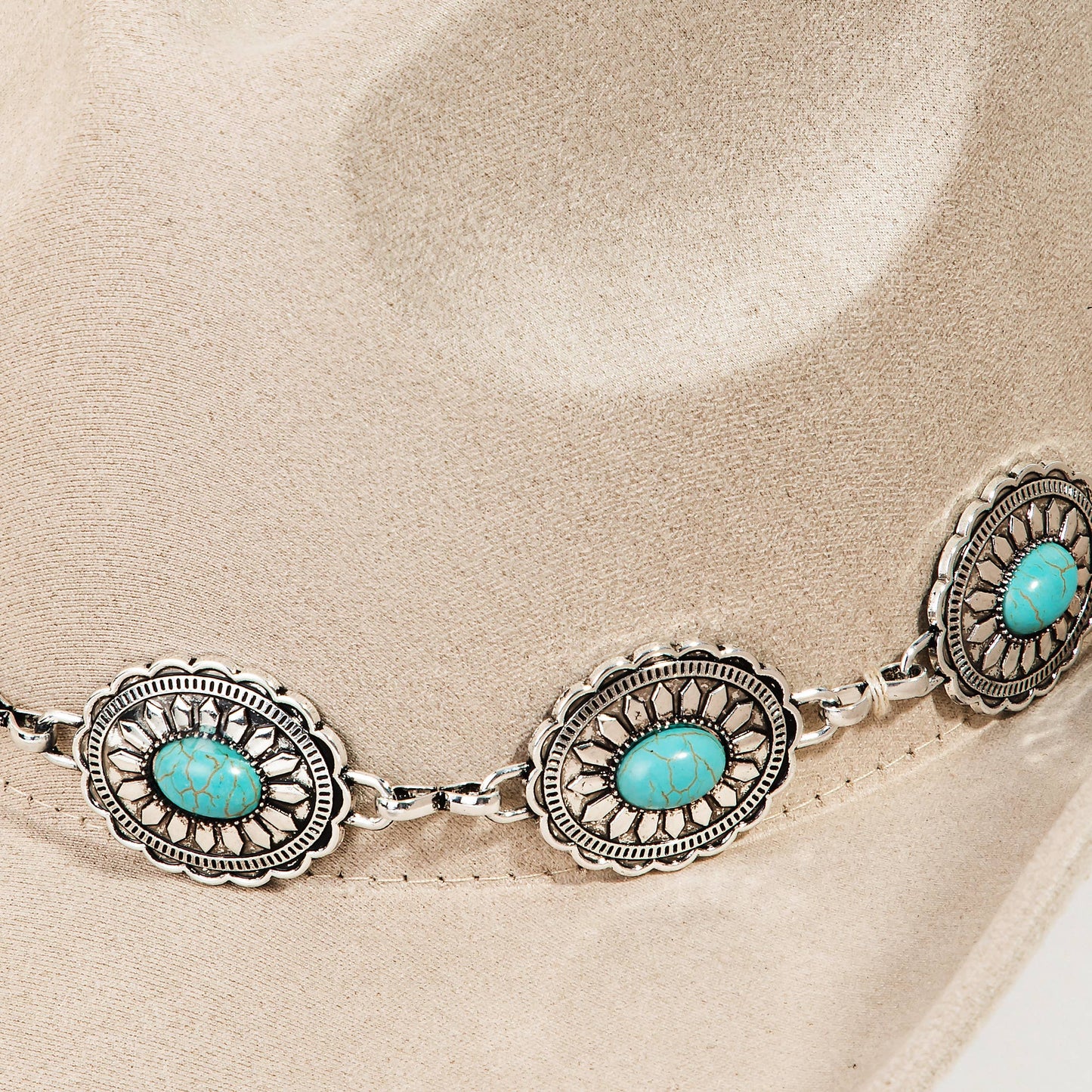 Turquoise Oval Stone Strap Western Hat