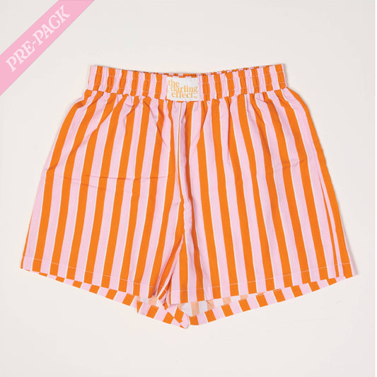 Pink & Orange Striped Summer Shorts