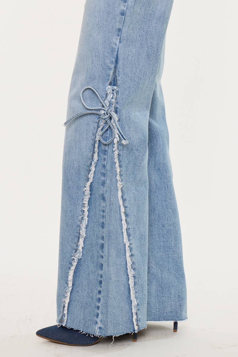 Flare Frayed Bow Jeans