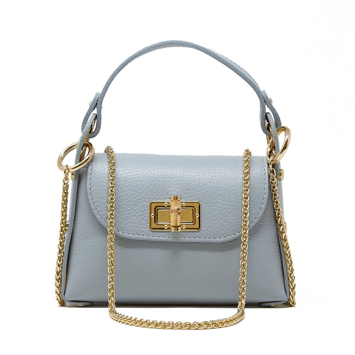 GF1075 GENUINE ITALIAN LEATHER  BAMBOO CLASP, CROSSBODY BAG