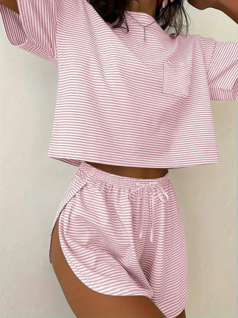 Pink Striped Lounge Set
