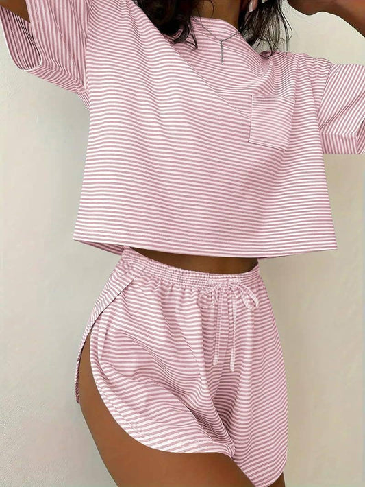Pink Striped Lounge Set