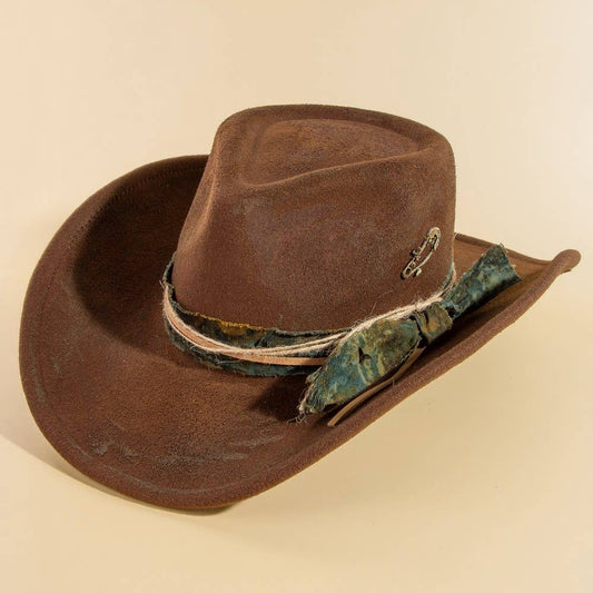 Vintage Safety Pin And Strap Western Hat