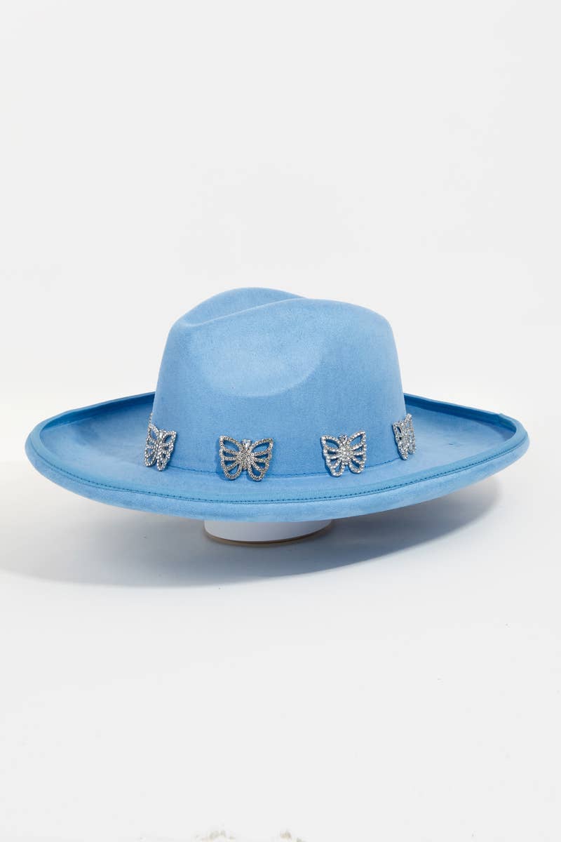 Pave Butterflies Fedora Hat