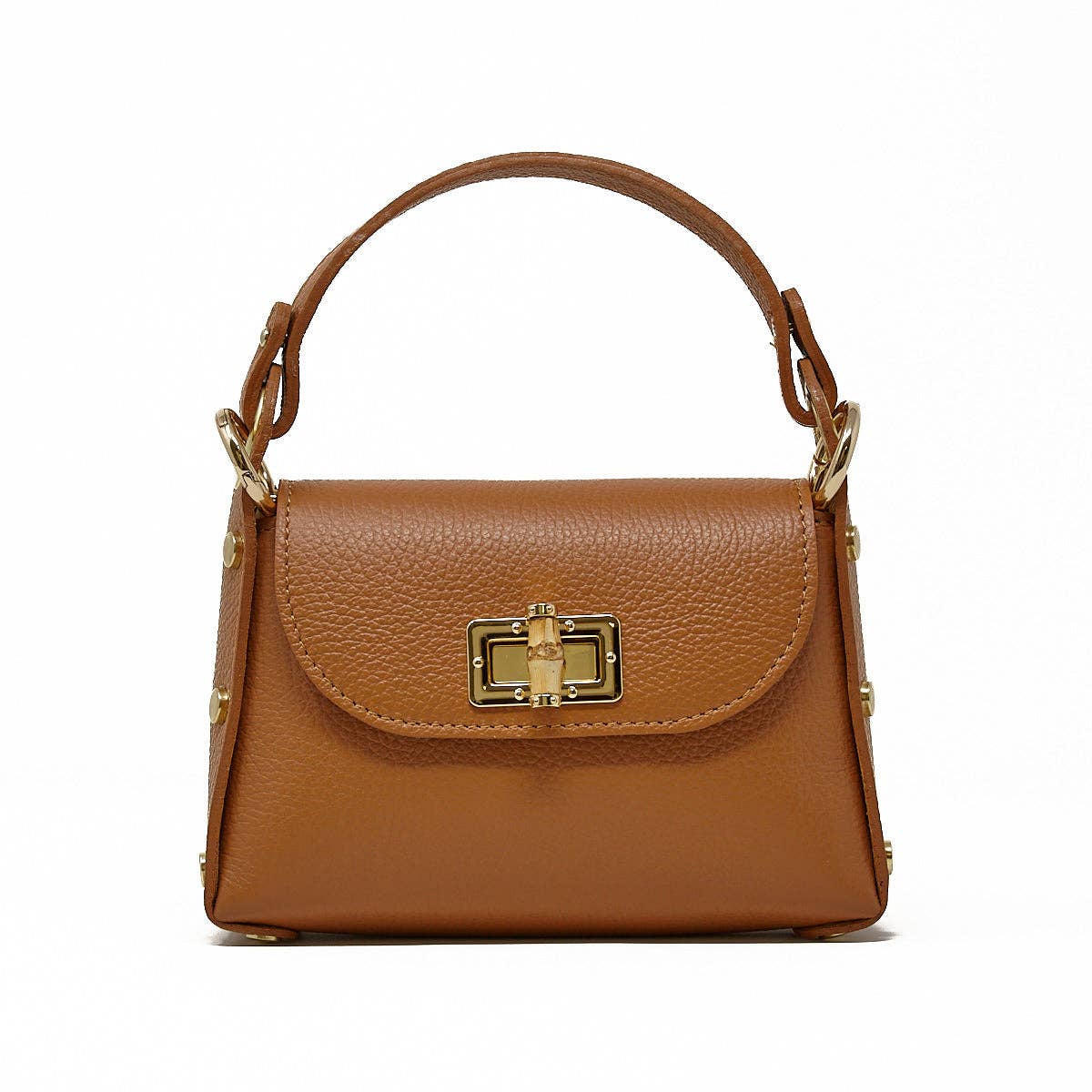 GF1075 GENUINE ITALIAN LEATHER  BAMBOO CLASP, CROSSBODY BAG