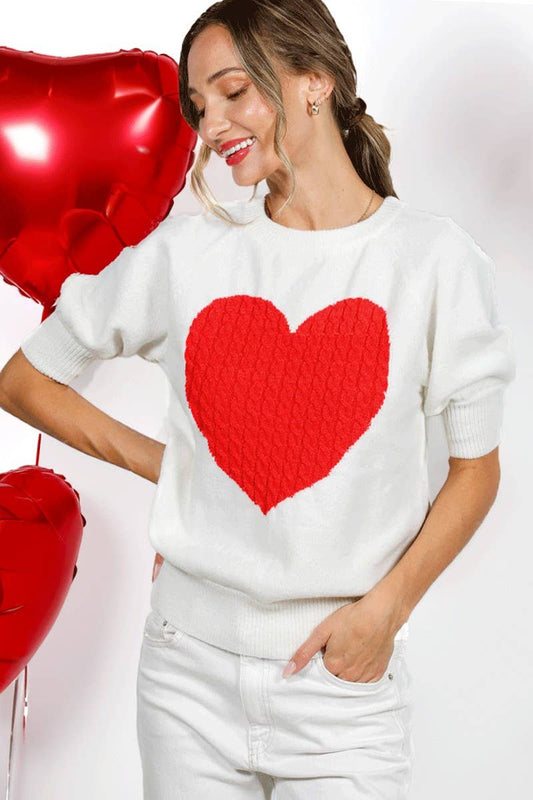 Cable Heart Shape Valentine's Knitted Sweater