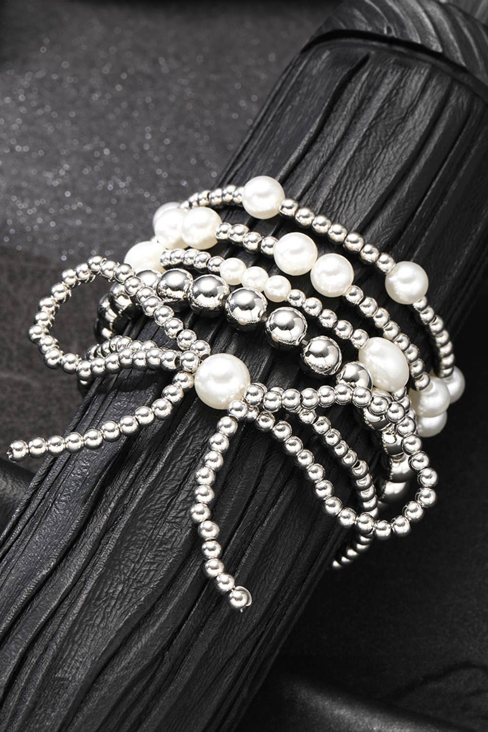 Bow Knot Pearl gold Beaded  Layered Bracelet