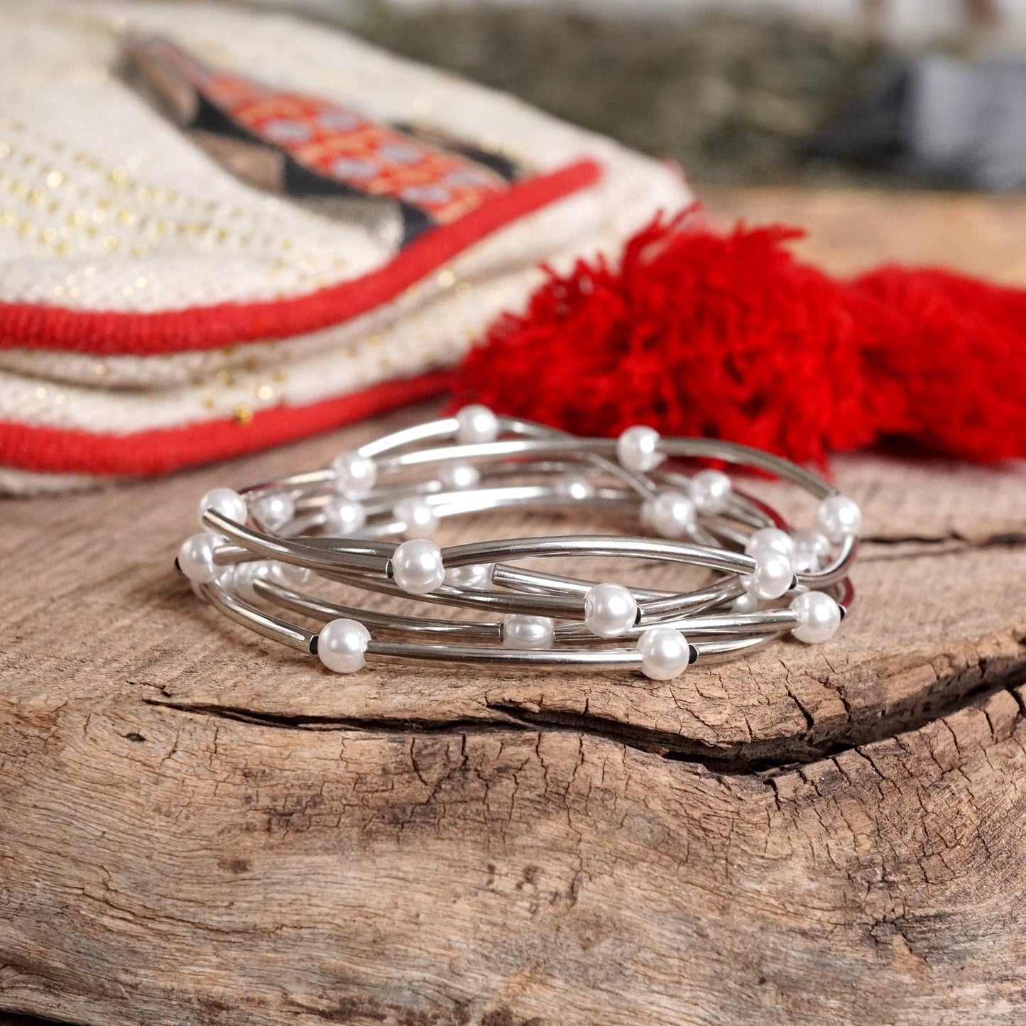 Pearls and Gold Silver Tubes classic bracelets