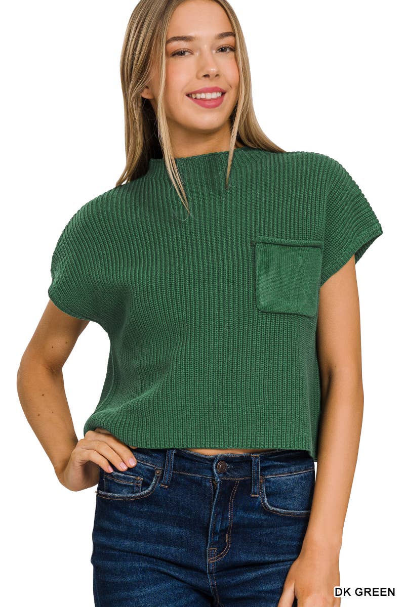 Pnk  Short Sleeve Crop Sweater