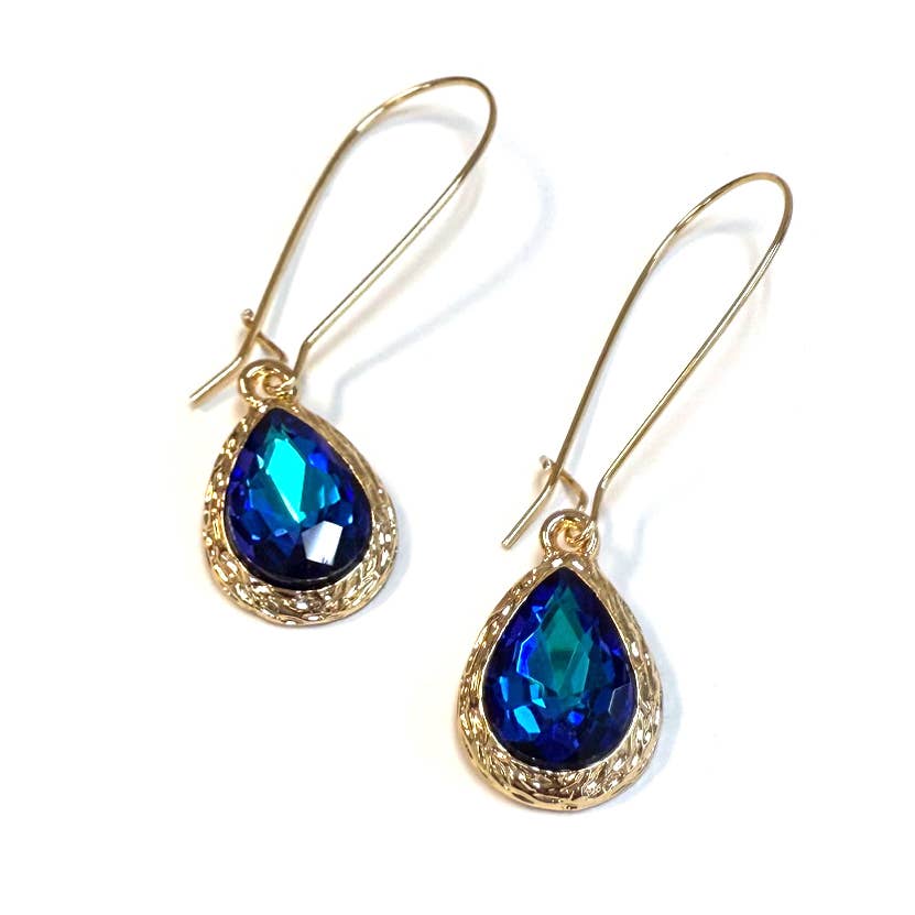 Teardrop Glass Crystal Bead with Kidney Wire Earrings