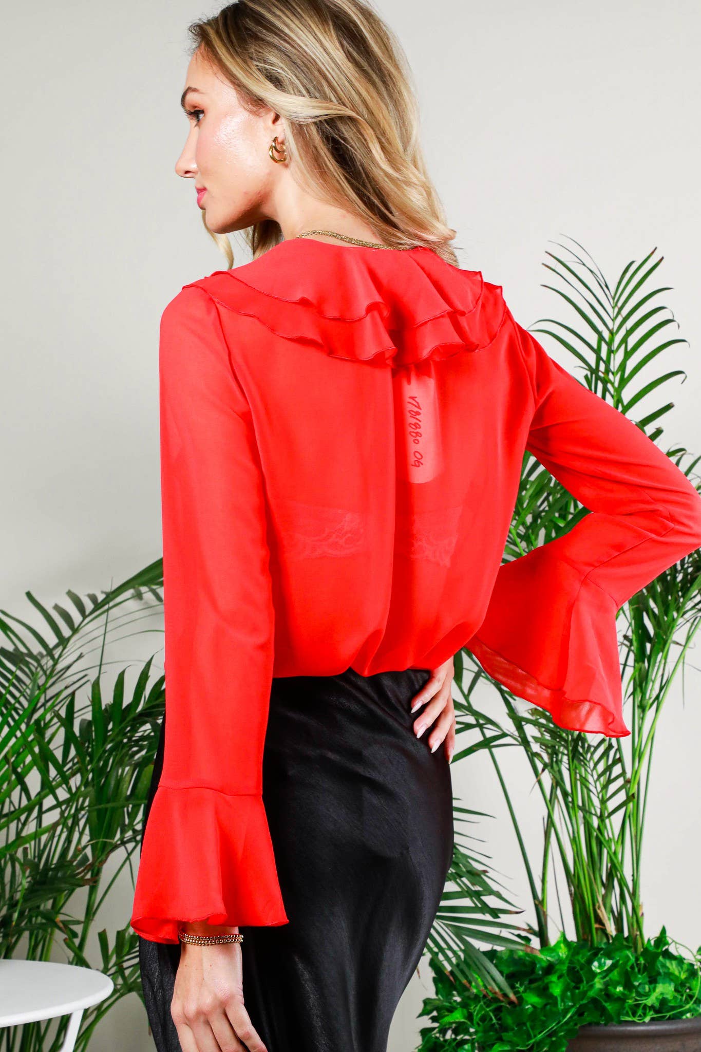 Red Chiffon Blouse