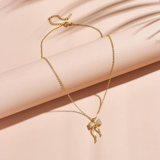 18K Gold Dipped Bow Necklace