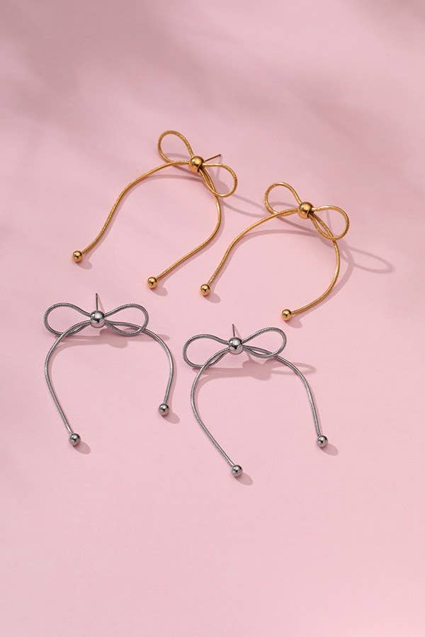18K STAINLESS STEEL TARNISH FREE BOW EARRINGS