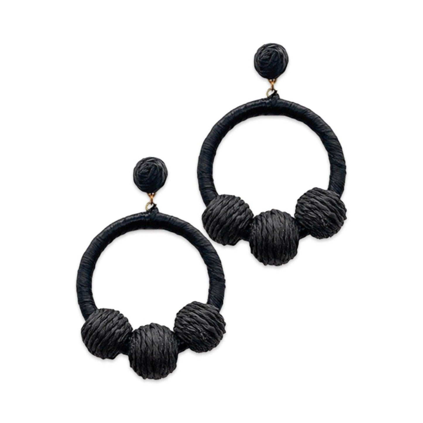 Black Raffia Wrapped Ball Hoop