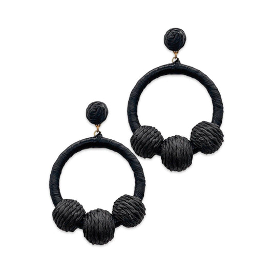 Black Raffia Wrapped Ball Hoop