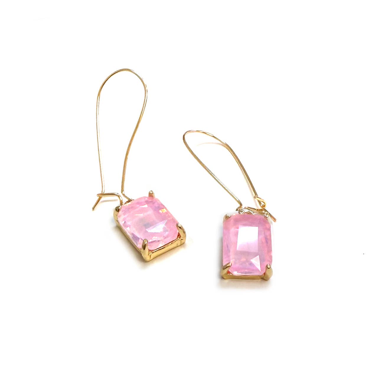 Midi Rectangle Glass Bead with Kidney Wire Dangle Earrings