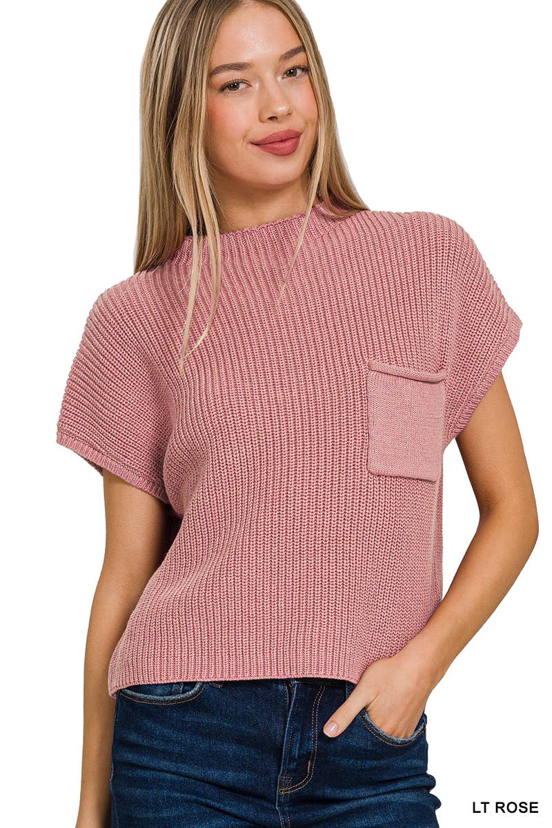 Pnk  Short Sleeve Crop Sweater