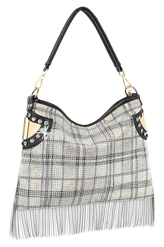 Rhinestone Beaded Fringe Handbag
