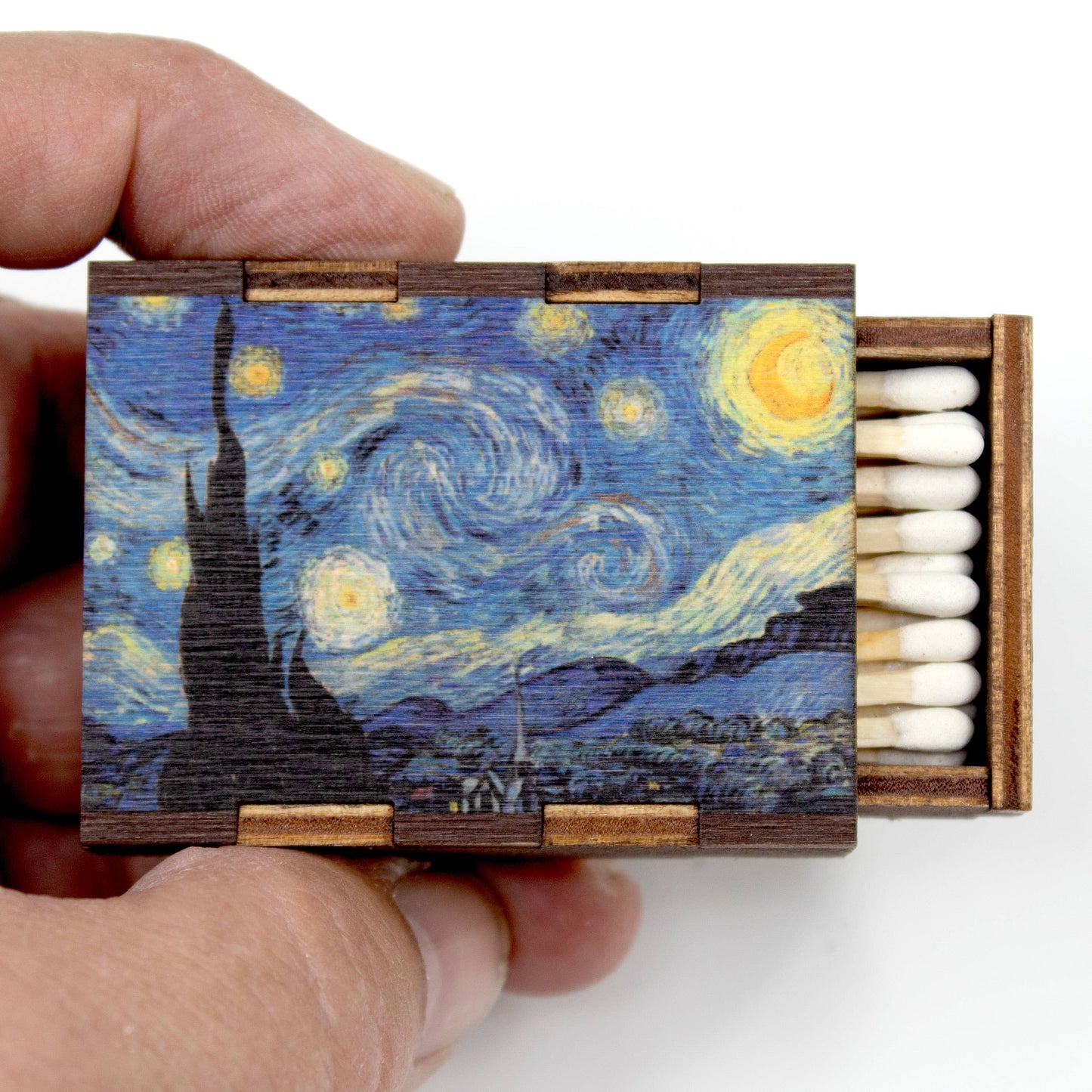 Wooden Matchbox • Starry Night Van Gogh