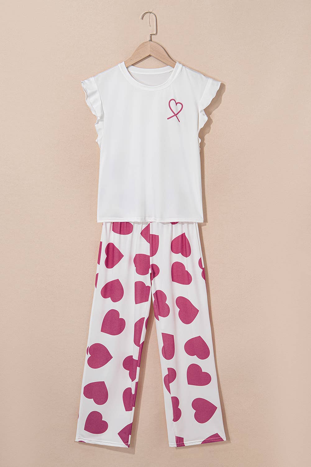 Valentine Ruffled Heart Print Lounge Set