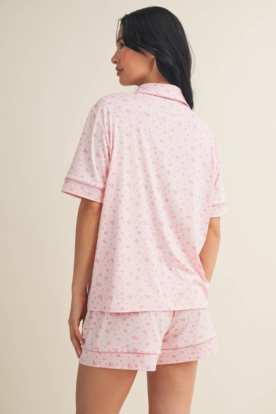 Pink Ditsy Print Pajama Set