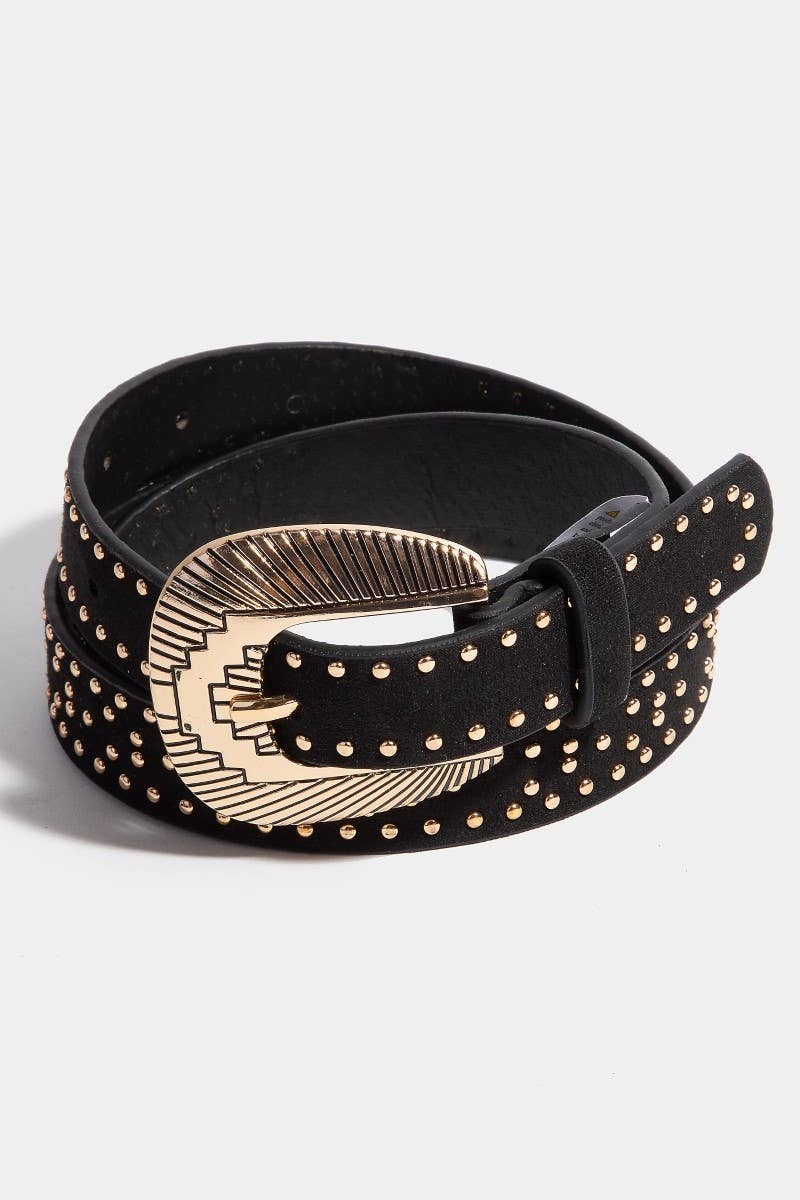Studded Western Faux Leather Belt