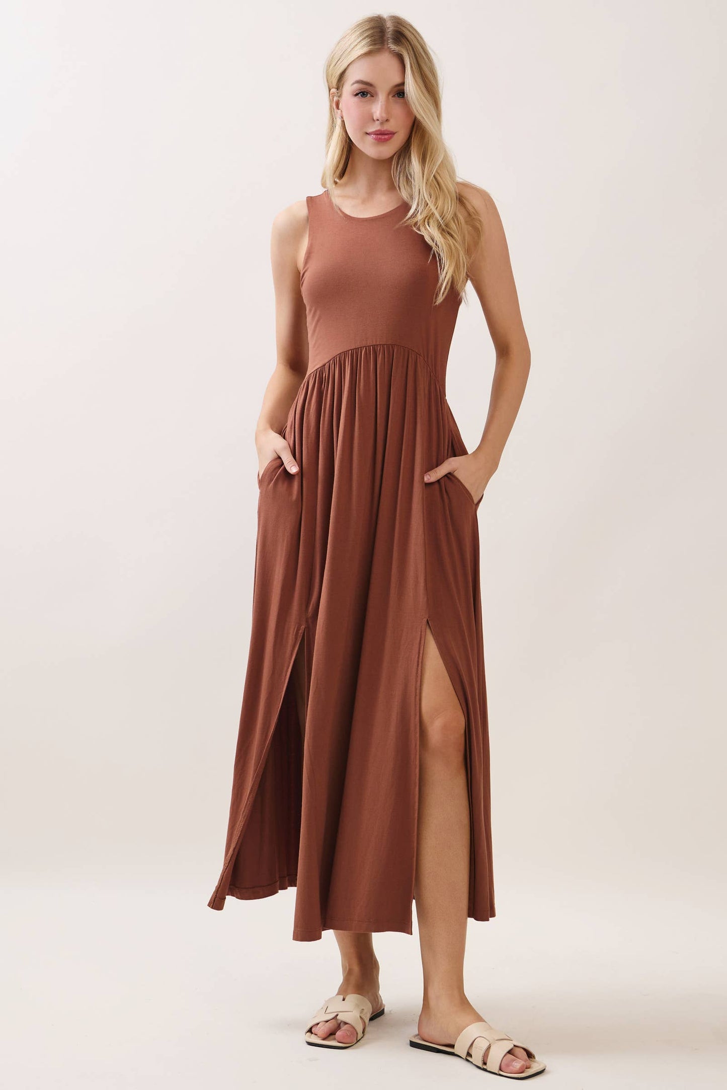 Black Midi Dress with Front Slits