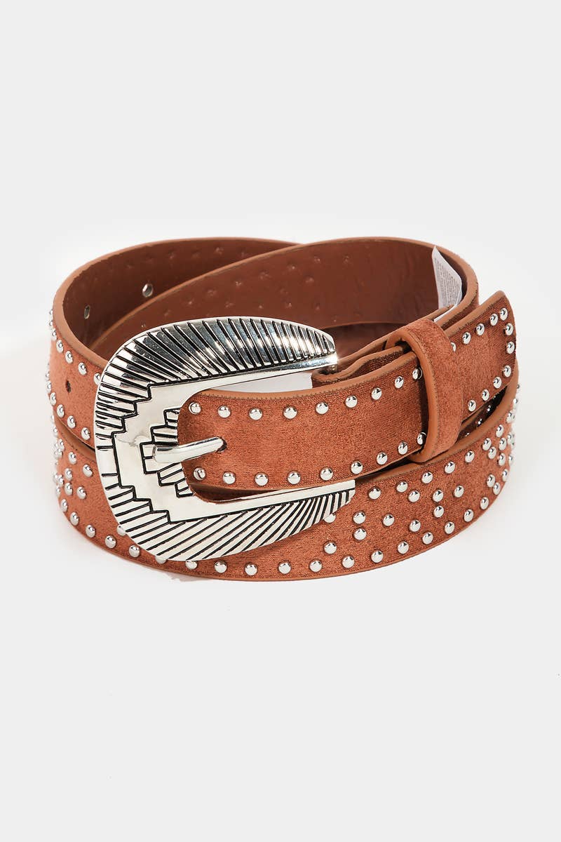 Studded Western Faux Leather Belt