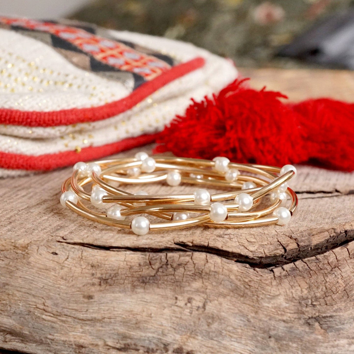 Pearls and Gold Silver Tubes classic bracelets