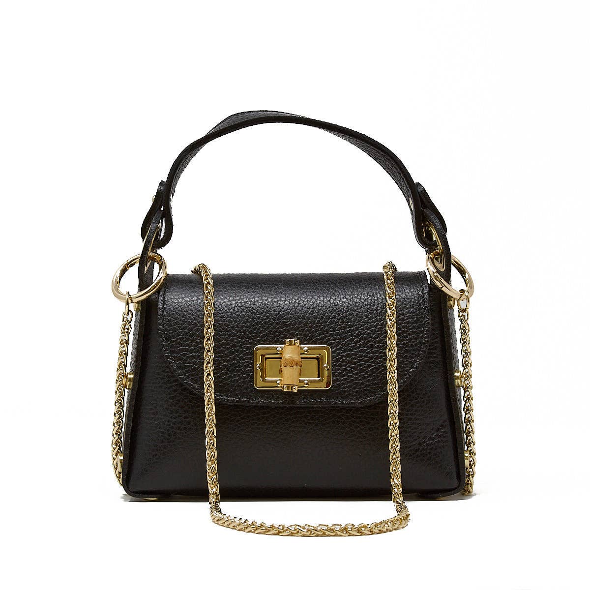 GF1075 GENUINE ITALIAN LEATHER  BAMBOO CLASP, CROSSBODY BAG