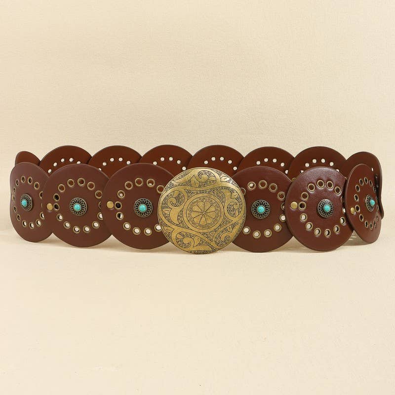 Studded Circular Western Belt