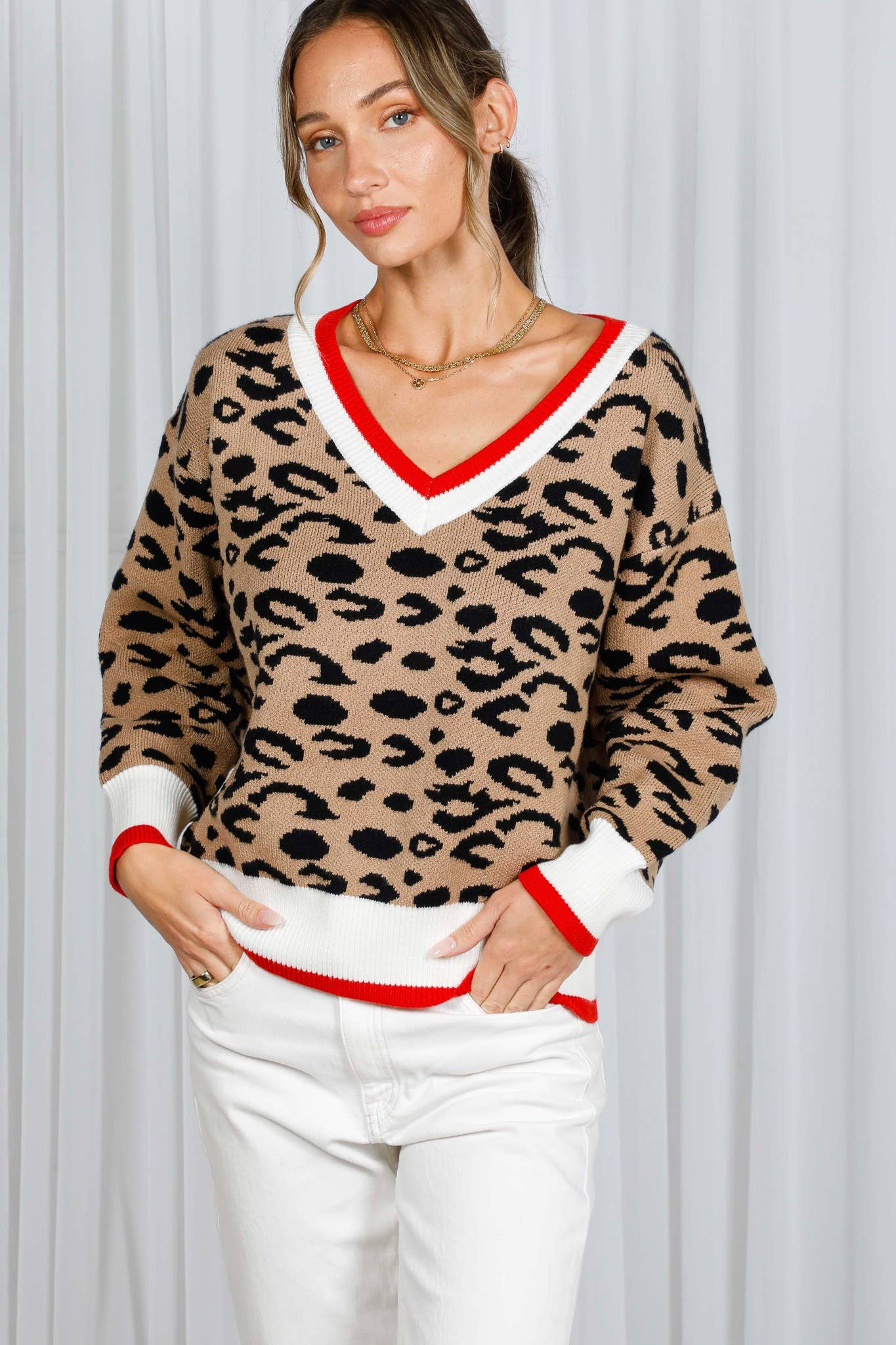 Leopard V-Neck Sweater