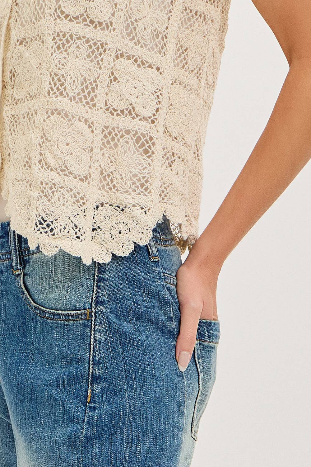 Boho Floral Crochet Lace Vest