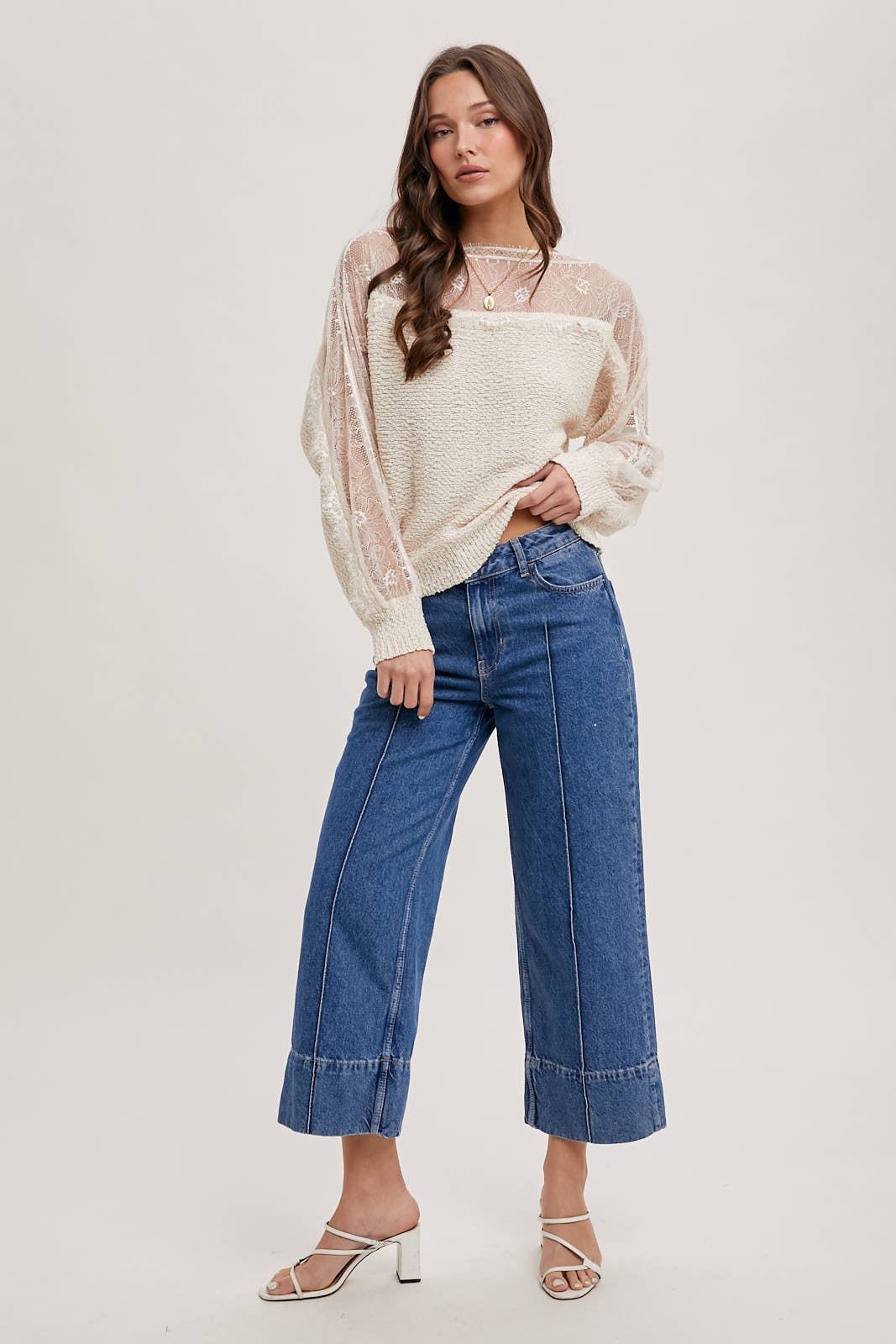 BOAT NECK LACE SWEATER