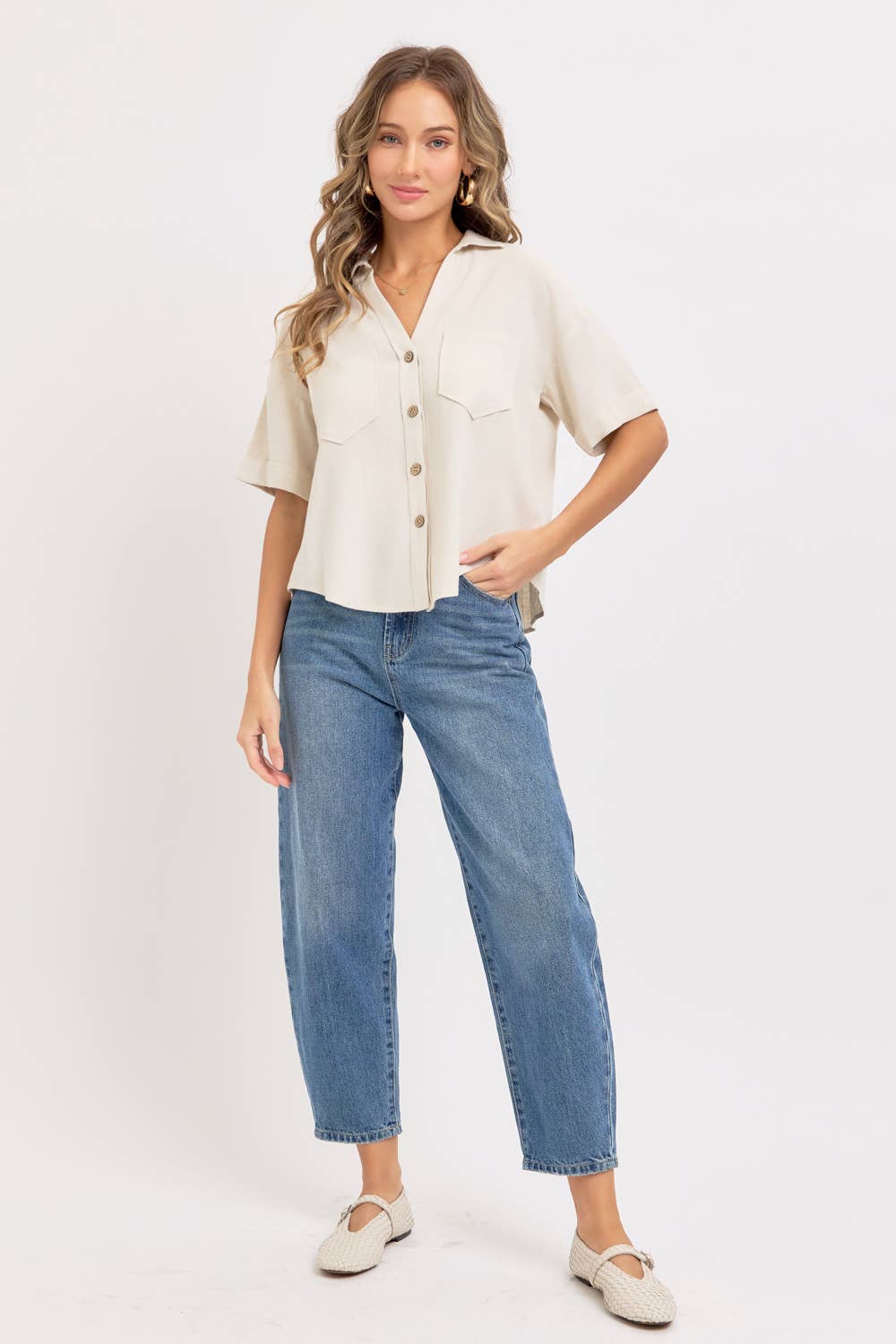 Linen Casual Button Top